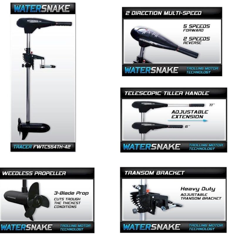 Watersnake Tracer 54lb Thrust Electric Trolling Motor Engine