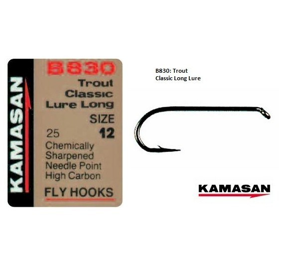 Kamasan B830 Classic Lure Long Shank Fly Hooks - freddiethepillowandfriends.co.uk Kamasan B830 Classic Lure Long Shank Fly Hooks