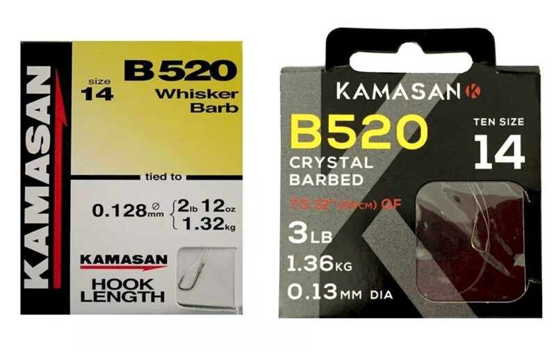 Kamasan B520 Whisker Barb Spade End Hooks To Nylon