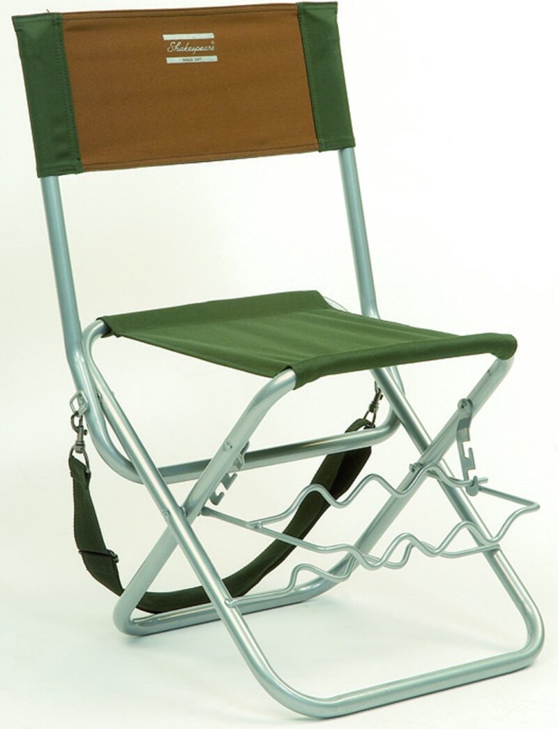 Shakespeare Folding Stool With Backrest and Rod Rests - freddiethepillowandfriends.co.uk Shakespeare Folding Stool With Backrest and Rod Rests