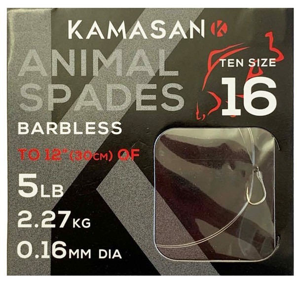 Kamasan Animal Spades Hooks To Nylon BARBLESS