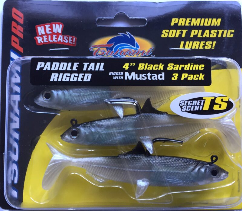 Tsunami Scented Paddle Tail Rigged 4in Black Sardine - freddiethepillowandfriends.co.uk Tsunami Scented Paddle Tail Rigged 4in Black Sardine