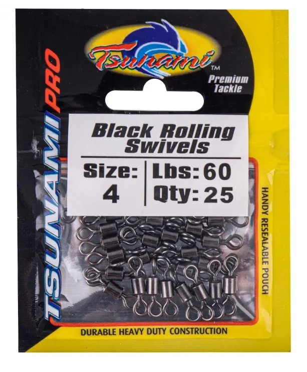 Tsunami Black Rolling Swivels Value Pack