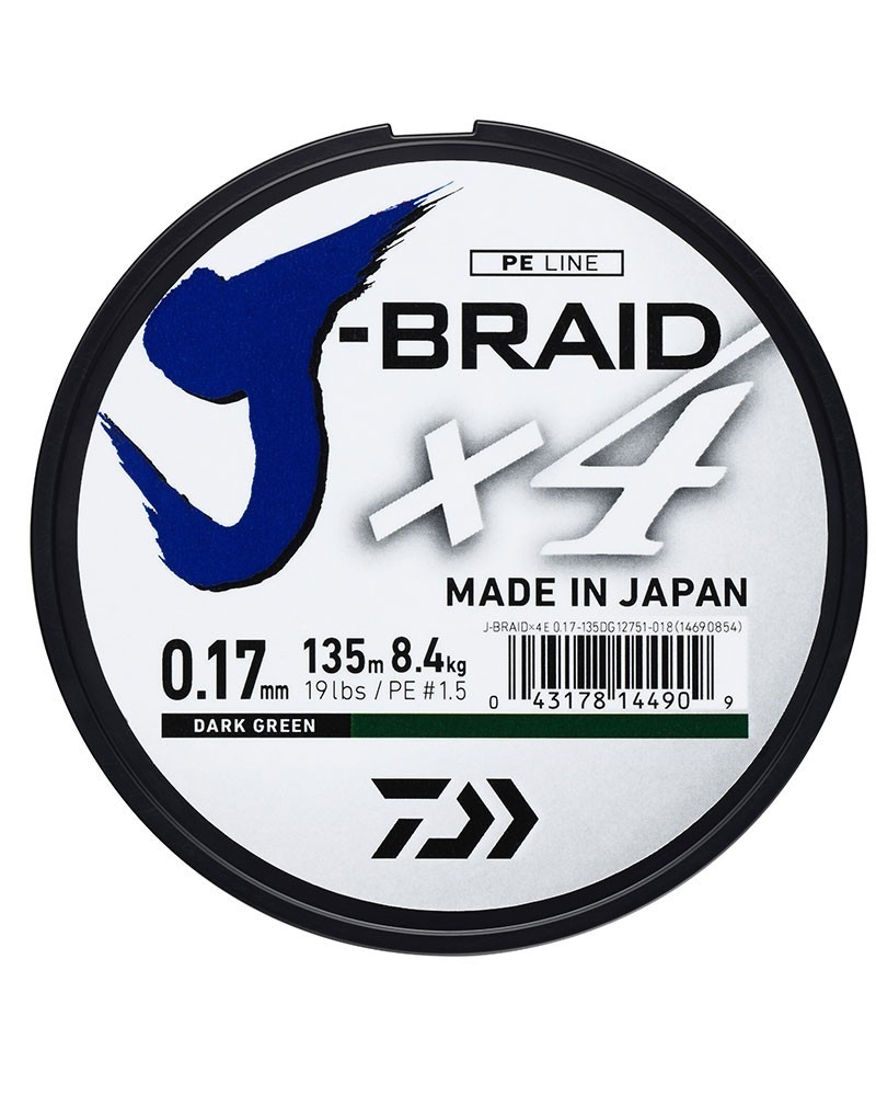 Daiwa J-Braid X4 Braided Line Dark Green 300m - freddiethepillowandfriends.co.uk Daiwa J-Braid X4 Braided Line Dark Green 300m