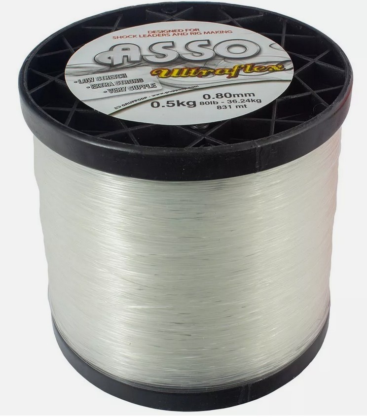 Asso Half Kilo Bulk Spool Ultraflex Nylon Mono Line Clear